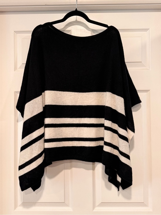 J. Crew Sweaters - J. Crew Black & White Striped Cashmere & Merino Wool Blend Sweater Poncho #458